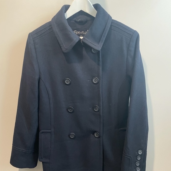 Fen-Nelli navy wool blend coat - sz 8 - Picture 1 of 2